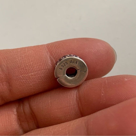 Retired Pandora CZ Bling Sparkling Purple Pave Clip Charm Safety Stopper Spacer - Picture 9 of 10